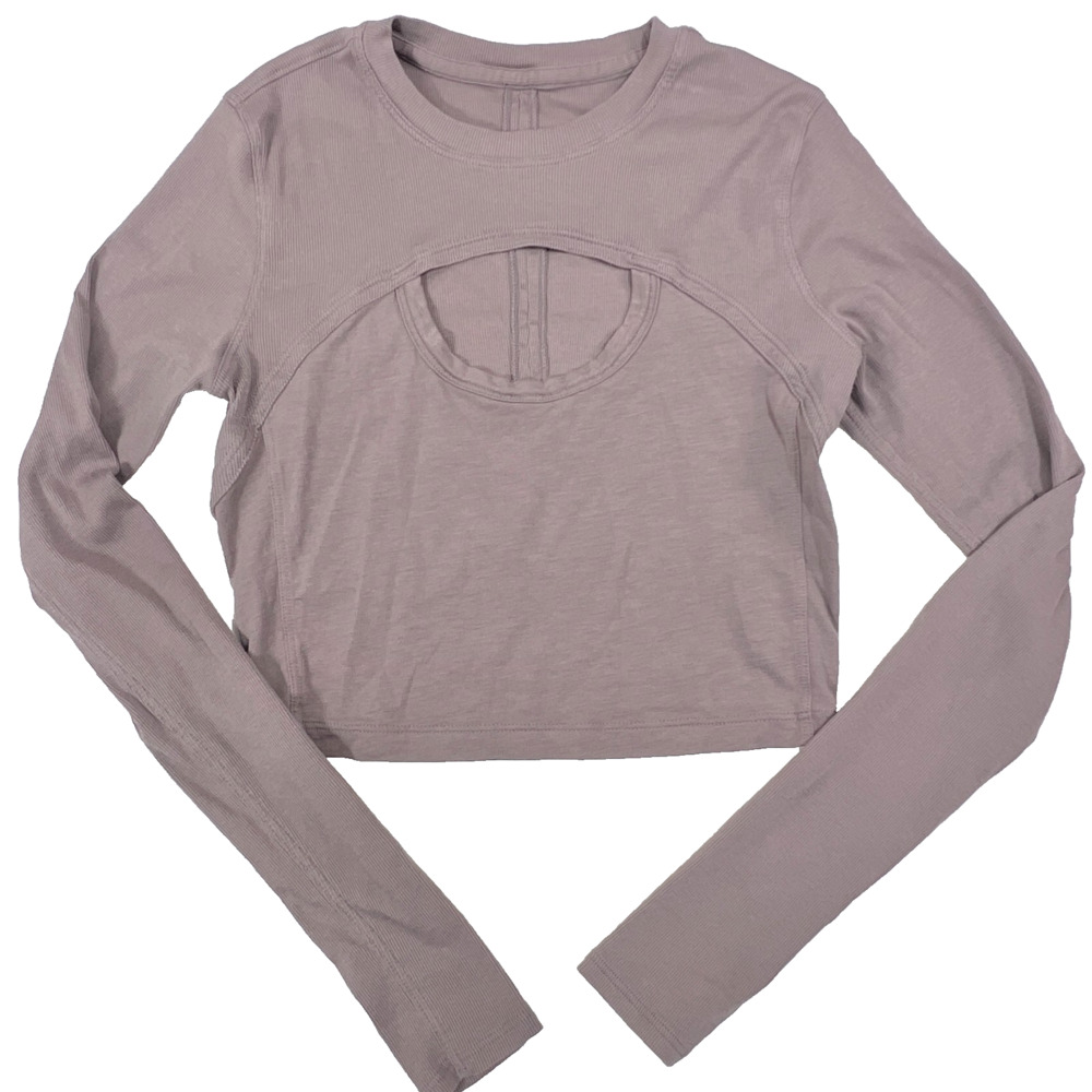 Lululemon LA Better Best W3DPPS Top 2 Lunar Rock Cutout Crop Fitted Yoga Pilates